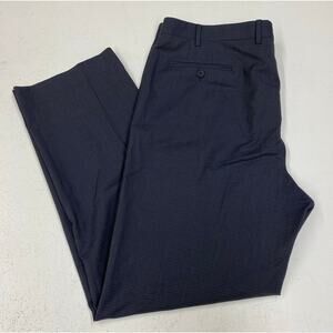 Zanella Italy Todd Nordstrom flat front micro-plaid wool wide leg dress pants 42